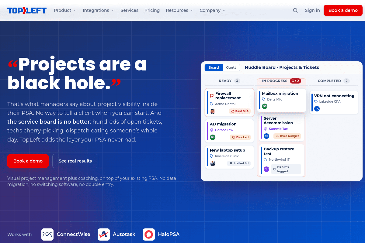 TopLeft homepage screenshot